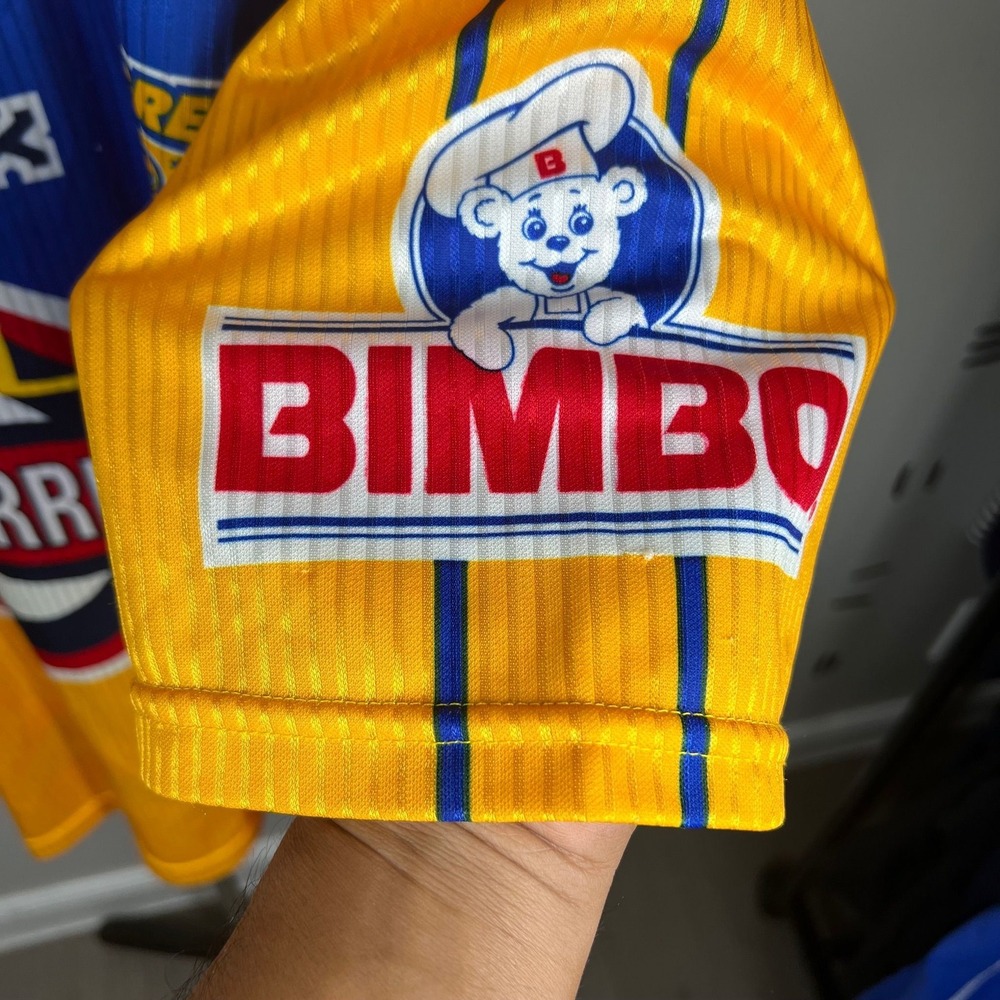 Vintage 1999 Tigres UANL Jersey Mens XL Yellow Blue Soccer Liga MX Shell Sport - Picture 5 of 7